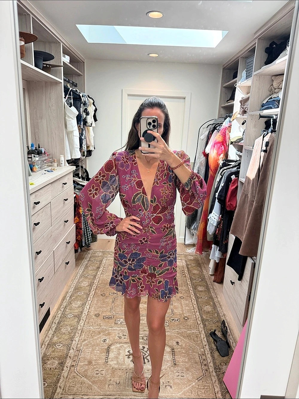 FARM Rio Floral Sparkle Mini Dress Floral Mini Dress in Purple Size Medium